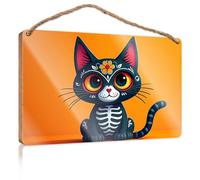 Office Decor for Wall Funny Day of The Dead Cat Fall Outdoor Decor Back Yard Decorations(20X30CM)