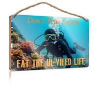 Office Decor for Wall Funny Don't Fear Death, Eat The Ul-vieed Life Fall Outdoor Decor Back Yard Decorations(23X35CM)
