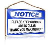 Office Decor For Wall Funny Notice Please Keep Common Areas Clear Thank You Management Wooden Sign Outdoor Patio Decor Fall Signs For Home Decor(23X35CM)