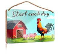 Office Decor for Wall Funny Start Each Day with Farm Fresh Inspiration! Fall Outdoor Decor Back Yard Decorations(20X30CM)