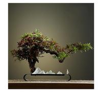 Office Decoration Chinese Style Creative Living Room Porch Home Desktop Simulation Welcoming Pine Bonsai Fake Plants (D)
