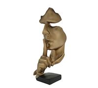 Office Decoration Silence is Gold Thinker Statue Sculpture Ornaments Resin Craft Elegant Home Decoration Creative Abstract Ornament Thinker Statue Ornament (Gold)