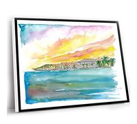 Office Decorations For Women,Modern Farmhouse Decor,Gustavia St Barts Waterfront At Sunset In The Caribbean Wall Decoration Edition Fine Art Print Watercolor Prints,12x16 Inch UnFramed Wall Art