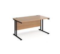 Office Desk | 1400mm Rectangular Desk With Cantilever Leg | Beech Tops With Black Frames | 800mm Depth | Maestro 25