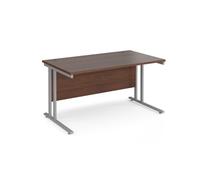 Office Desk | 1400mm Rectangular Desk With Cantilever Leg | Walnut Tops With Silver Frames | 800mm Depth | Maestro 25