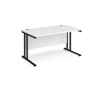 Office Desk | 1400mm Rectangular Desk With Cantilever Leg | White Tops With Black Frames | 800mm Depth | Maestro 25