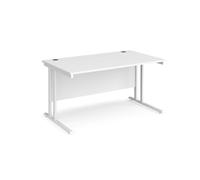 Office Desk | 1400mm Rectangular Desk With Cantilever Leg | White Tops With White Frames | 800mm Depth | Maestro 25