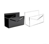 Office Desk Acrylic Mail Holder with Transparent Letter Rack and Anti Slip Pads, Envelope Organizer for Sorting and Storing Letters and Documents (black)