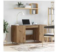 Office Desk Artisan Oak 140x50x75cm Engineered Wood Matte with 2 Shelves Storage