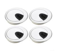 Office Desk Cable Hole Covers 4Pcs Silver Grommet Set for Wire Organization
