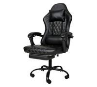 Office Desk Chair Pu Gaming Recliner Adjustable Height Swivel Black