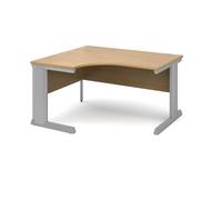 Office Desk | Left Hand Corner Desk 1400mm | Oak Top With Silver Frame | 800mm Depth | Vivo