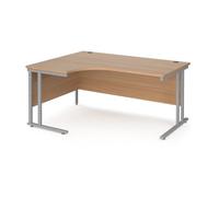 Office Desk | Left Hand Corner Desk 1600mm | Beech Top With Silver Frame | 1200mm Depth | Maestro 25 MC16ELSB