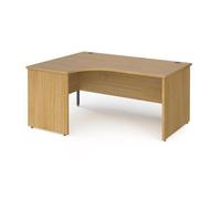 Dams International Left Hand Ergonomic Desk with Oak Coloured MFC Top and Graphite Panel Ends and Silver Frame Corner Post Legs Contract 25 1600 x 1200 x 725 mm