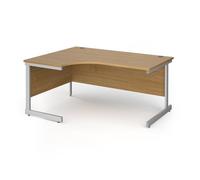 Office Desk | Left Hand Corner Desk 1600mm | Oak Top With Silver Frame | 1200mm Depth | Contract 25