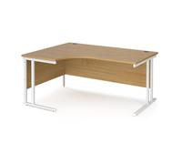 Office Desk | Left Hand Corner Desk 1600mm | Oak Top With White Frame | 1200mm Depth | Maestro 25 MC16ELWHO