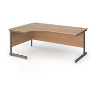 Office Desk | Left Hand Corner Desk 1800mm | Beech Top With Graphite Frame | 1200mm Depth | Contract 25