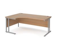 Office Desk | Left Hand Corner Desk 1800mm | Beech Top With Silver Frame | 1200mm Depth | Maestro 25 MC18ELSB