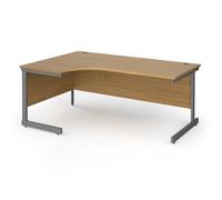 Office Desk | Left Hand Corner Desk 1800mm | Oak Top With Graphite Frame | 1200mm Depth | Contract 25