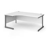Office Desk | Left Hand Corner Desk 1800mm | White Top With Graphite Frame | 1200mm Depth | Contract 25