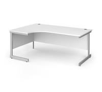 Office Desk | Left Hand Corner Desk 1800mm | White Top With Silver Frame | 1200mm Depth | Contract 25