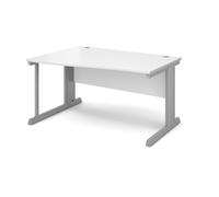 Office Desk | Left Hand Wave Desk 1400mm | White Top With Silver Frame | Vivo