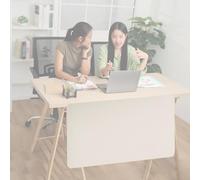 Office Desk Privacy Panel, Under Desk Modesty Screen 27"-63" Long, Universal Clamp-on Visual Privacy Divider for Workspaces (Beige, 21" H x 57" L)