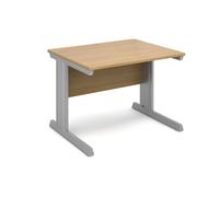 Office Desk | Rectangular Desk 1000mm | Oak Tops With Silver Frames | 800mm Depth | Vivo