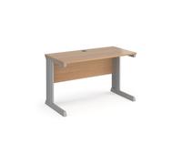 Office Desk | Rectangular Desk 1200mm | Beech Tops With Silver Frames | 600mm Depth | Vivo