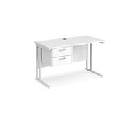Office Desk | Rectangular Desk 1200mm With Pedestal | White Top With White Frame | 600mm Depth | Maestro 25 MC612P2WHWH