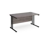 Office Desk | Rectangular Desk 1400mm |Grey Oak Top With Black Cantilever Frame | Maestro 25 MC14KGO