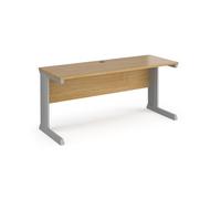Office Desk | Rectangular Desk 1600mm | Oak Tops With Silver Frames | 600mm Depth | Vivo