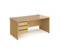 Office Desk | Rectangular Desk 1600mm With Pedestal | Oak Top And Panel End Leg | 800mm Depth | Contract 25 CP16S3-G-O