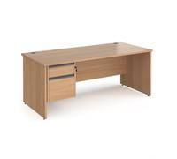 Office Desk | Rectangular Desk 1800mm With Pedestal | Beech Top And Panel End Leg | 800mm Depth | Contract 25 CP18S2-G-B