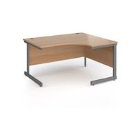 Office Desk | Right Hand Corner Desk 1400mm | Beech Top With Graphite Frame | 1200mm Depth | Contract 25