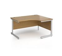 Office Desk | Right Hand Corner Desk 1400mm | Oak Top With Silver Frame | 1200mm Depth | Contract 25