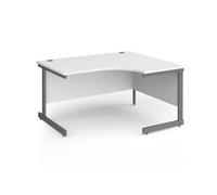 Office Desk | Right Hand Corner Desk 1400mm | White Top With Graphite Frame | 1200mm Depth | Contract 25