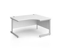 Office Desk | Right Hand Corner Desk 1400mm | White Top With Silver Frame | 1200mm Depth | Contract 25