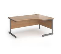 Office Desk | Right Hand Corner Desk 1600mm | Beech Top With Graphite Frame | 1200mm Depth | Contract 25