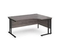 Office Desk | Right Hand Corner Desk 1600mm | Grey Oak Top With Black Frame | 1200mm Depth | Maestro 25 MC16ERKGO