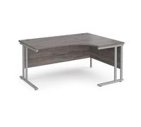 Office Desk | Right Hand Corner Desk 1600mm | Grey Oak Top With Silver Frame | 1200mm Depth | Maestro 25 MC16ERSGO