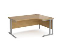 Office Desk | Right Hand Corner Desk 1600mm | Oak Top With Silver Frame | 1200mm Depth | Maestro 25 MC16ERSO