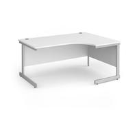 Office Desk | Right Hand Corner Desk 1600mm | White Top With Silver Frame | 1200mm Depth | Contract 25