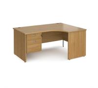 Dams International Maestro 25 Right Hand Ergonomic Desk Oak Wood 2 Drawers 1,600 x 1,200 x 725 mm