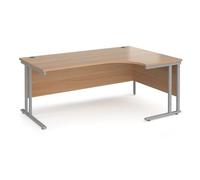 Office Desk | Right Hand Corner Desk 1800mm | Beech Top With Silver Frame | 1200mm Depth | Maestro 25 MC18ERSB