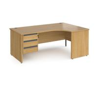 Office Desk | Right Hand Corner Desk 1800mm With Pedestal | Oak Top And Panel End Leg | 800mm Depth | Contract 25 CP18ER3-G-O