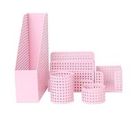 Office Desk Tidy 5 Piece Organiser Set - 3 Tier A4 Filing Holder,Pen Pot,Memo Pad Holder,Letter Sorter Rack,Post it Holder,pen holder| Stationary Organiser