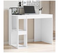 Office Desk White Engineered Wood 103.5x56.5x94cm Compact Storage 2-Shelf 70kg.