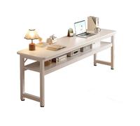 Office Desk Workstation for Two, Modern Minimalist Computer Table with Storage Shelves, Wooden Writing Desk for Small Spaces and Vanity Use, 100cm