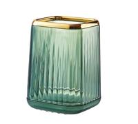 Office desktop pen storage box Makeup Brush Holder Stylish Clear Cosmetic Storage Box Office Pen Container Desktop Makeup Cup Toothbrush Holder Green